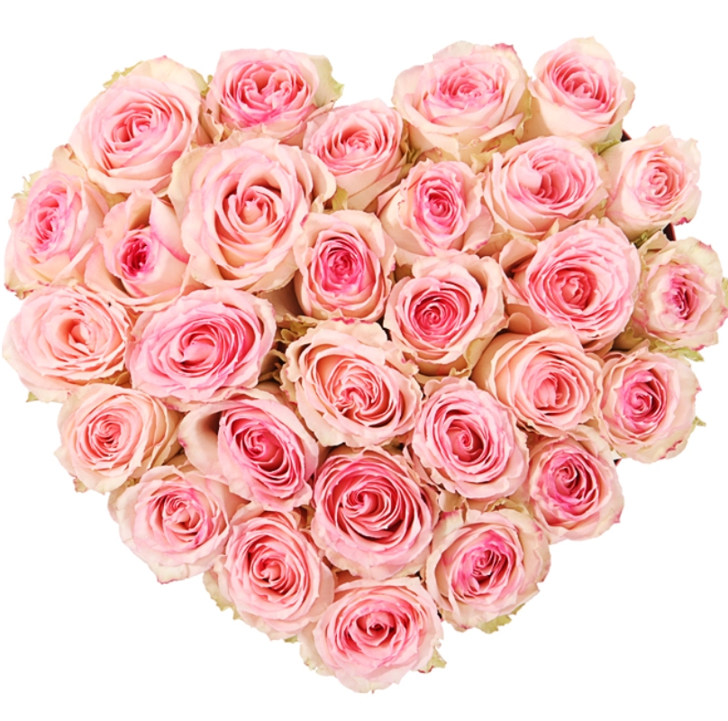 Сердце из 31 розовой розы в коробке