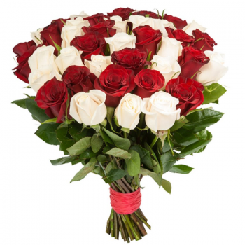 Букет из 45 красных и белых роз