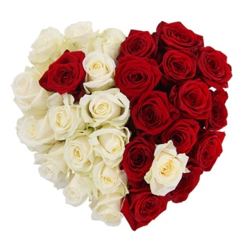 Композиция "Гармония сердца" из 31 красной и белой розы