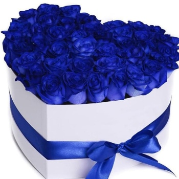 Букет из 45 синих роз в коробке