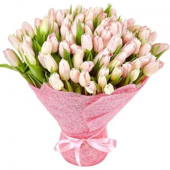 Букет из 101 розового тюльпана " Розовый океан"