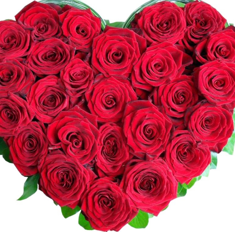 Сердце из 31 красной розы