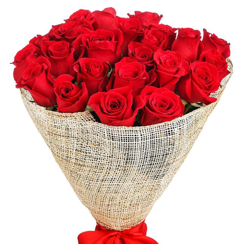Букет из 25 красных роз "Красный граф"