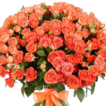 Букет из 45 оранжевых кустовых роз